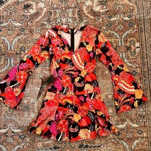 Groovy bell sleeve mini dress